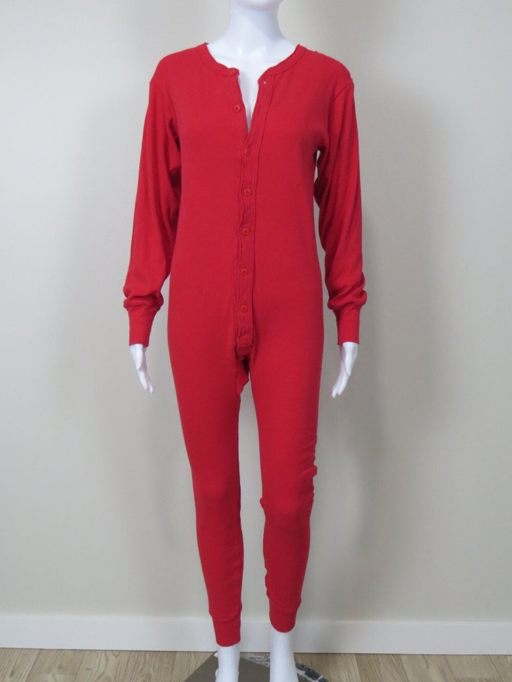 Indera Cotton Union Suit One-Piece Thermal Long Underwear SIZE Small Red